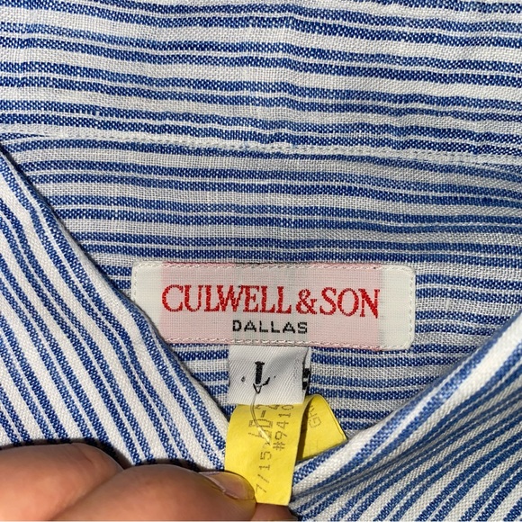 *Culwell & Son Dallas Large 100%Linen Button Down Single Stitch- F - Picture 2 of 6